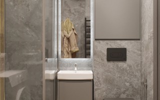Вариант дизайна ванной комнаты в ЖК «Высший пилотаж 3» от РемСтройПрестиж. Вид 15